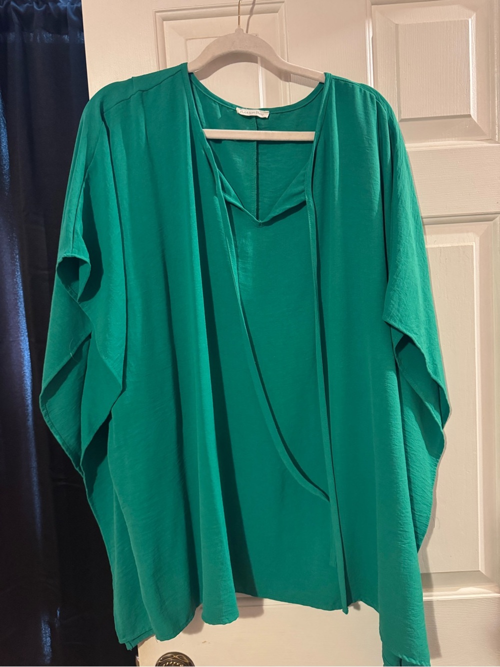 Women’s Kelly Green Draped Open-Front Top